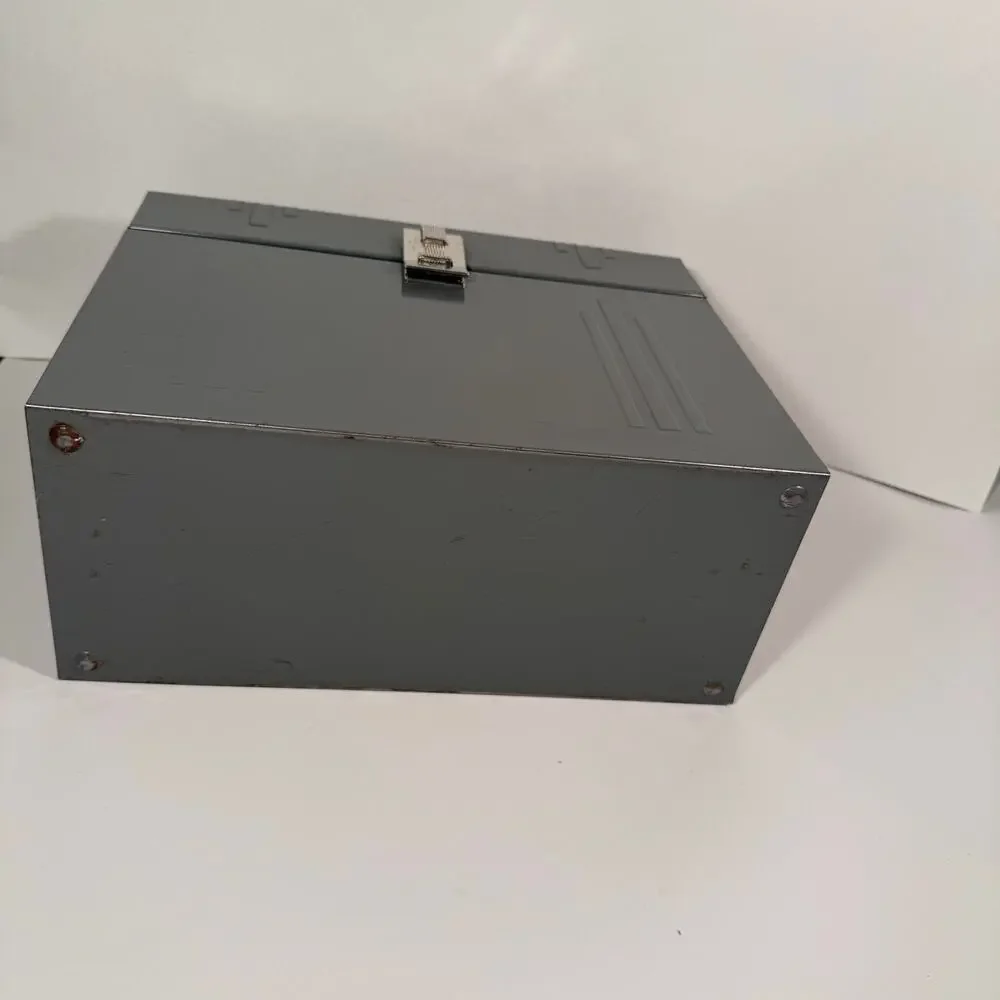 Vintage Metal File Box Gray 12.5” x 4.5” x 8.5”
